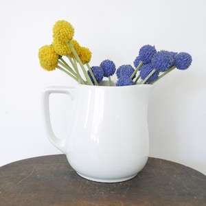 French vintage white pitcher ironstone stoneware medium ceramic milk