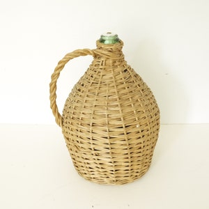 Large French vintage demijohn dame jeanne carboy wicker covered