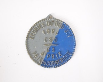 French vintage blue and grey agricultural plaque corne biche prix