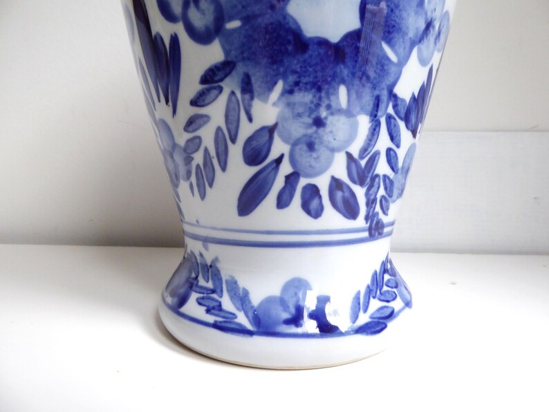 Vintage Large Chinoiserie Vase // Blue and White Hand Painted Etsy