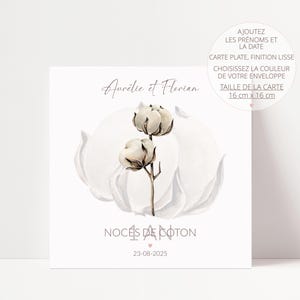 Noces de coton, anniversaire de mariage 1 an, premier anniversaire de mariage, carte noces de coton, carte anniversaire de mariage