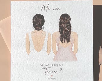 Carte demande témoin de mariage, demande demoiselle d’honneur personnalisée