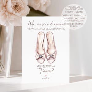 Carte demande témoin, carte demande demoiselle d'honneur, carte de demande personnalisée, idée carte demande, carte chaussures de mariage