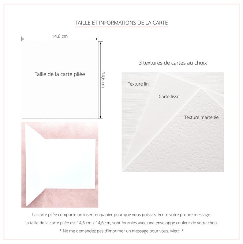 3 textures de cartes au choix : texture martelée, texture lin, carte lisse