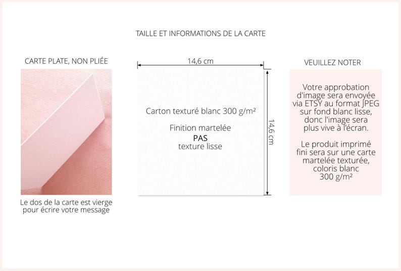 Dimensions de la carte : 14,6 cm x 14,6 cm
La carte est plate et non pliée
Carte texturée martelée