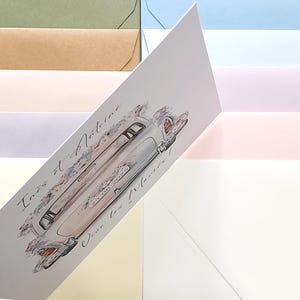 Carte de mariage, carte de mariage personnalisée, carte de voiture de mariage, carte vive les mariés, cadeau de mariage, mariage lilas image 5