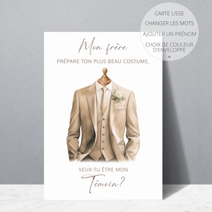 Demande témoin, demande garçon d'honneur, demande personnalisée, demande témoin homme, cadeau demande mariage, carte de costume de mariage