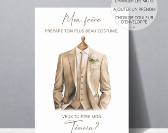 Demande témoin, demande garçon d'honneur, demande personnalisée, demande témoin homme, cadeau demande mariage, carte de costume de mariage