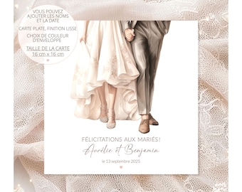 Wedding card, personalized wedding card, congratulations to the bride and groom, congratulations card, couple card, wedding gift, PACS