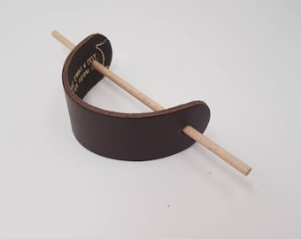 Leather hair barrette