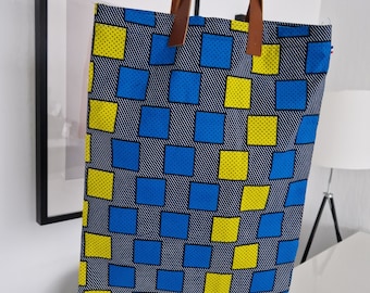Trendy cotton bag. Tote bag. Wax fabric bag
