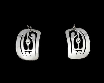 Kolczyki z głową łososia - Northwest Coast Sterling Silver