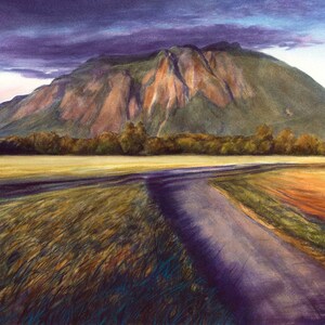 Watercolor Print - Mount Si at Sunset, Northwest Watercolor, PNW, Mount Si, Sno Valley, Snoqualmie, North Bend, Mt Si Painting, Tribble