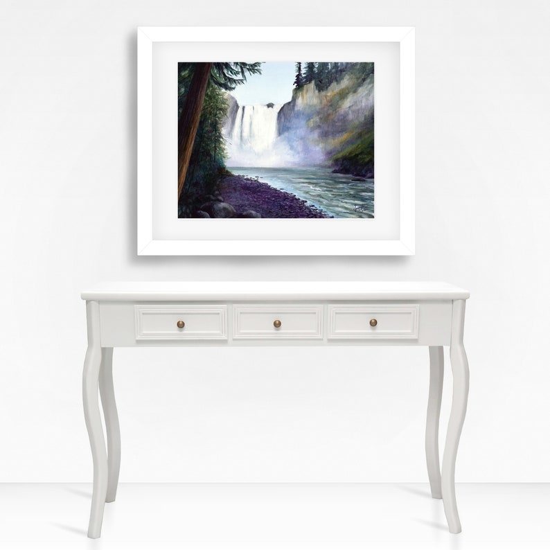 Northwest Watercolor Print Snoqualmie Falls, Snoqualmie, Snoqualmie River, SnoValley, North Bend, PNW, Waterfall painting, Northwest art image 3