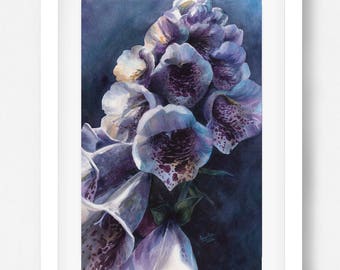 Watercolor Print - Foxgloves by Pacific Northwest Artist, Jacqueline Tribble