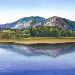 Watercolor Print Mount Si Reflections Snoqualmie, Borst Lake, Mill Pond, Mountain Art,Northwest painting, Jacqueline Tribble image 1