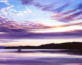 Watercolor Print | Penn Cove on Whidbey Island | Artist Jacqueline Tribble