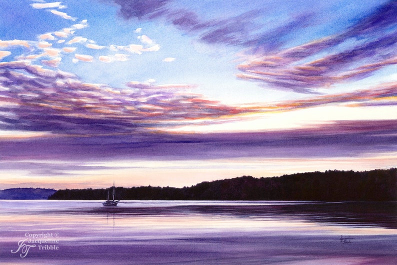 Watercolor Print Penn Cove on Whidbey Island Artist Jacqueline Tribble afbeelding 1