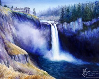 ORIGINAL Watercolor Painting - Snoqualmie Falls, 18"x24", Unframed - Artist Jacqueline Tribble