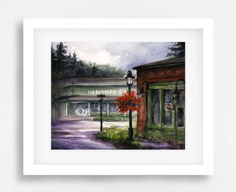 Watercolor Print The Old Bank in Historic Snoqualmie Artist Jacqueline Tribble image 2