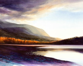 Watercolor Print - Rattlesnake Lake, North Bend, PNW Watercolor, Lake reflection, Watercolor landscape, nature art print, Jacqueline Tribble