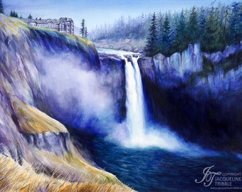 Watercolor Print - Snoqualmie Falls, Snoqualmie Painting, North Bend, PNW, Waterfall painting, Northwest art, PNW Wall Art