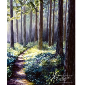 Print - Northwest forest watercolor, forest painting, woodland, northwest art, PNW, Jacqueline Tribble, Pacific Northwest Print