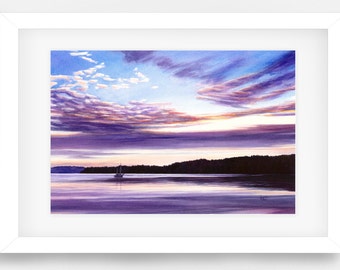 Watercolor Print - Penn Cove, Whidbey Island by Pacific Northwest Artist, Jacqueline Tribble