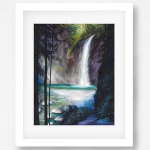 Watercolor Print Franklin Falls Snoqualmie, North Bend, Waterfall, Northwest, PNW, Northwest Art, Hiking, Jacqueline Tribble, PNW Art image 3