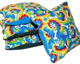 Sacchetti per cornhole Dog Bone: dimensioni regolamentari, tela di anatra - set da 4