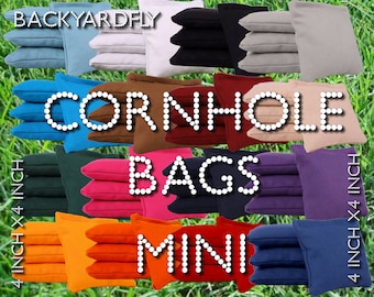 Mini Cornhole Bags - Set of 8 Duck Cloth Corn Bags (4" x 4")