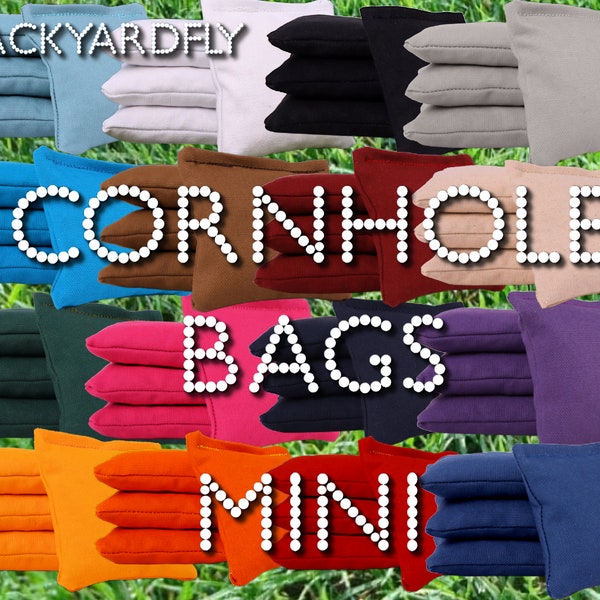 Backyardfly - MINI Cornhole Bags - Set of 8 - 4" x 4" MINI Duck Cloth Corn Bags, Wisconsin Corn