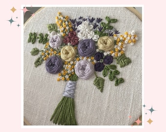 Custom Bridal Wedding Bouquet handmade Embroidery Hoop / Anniversary Gift / Bridesmaid Flowergirl Maid of Honour Gift / Wedding anniversary