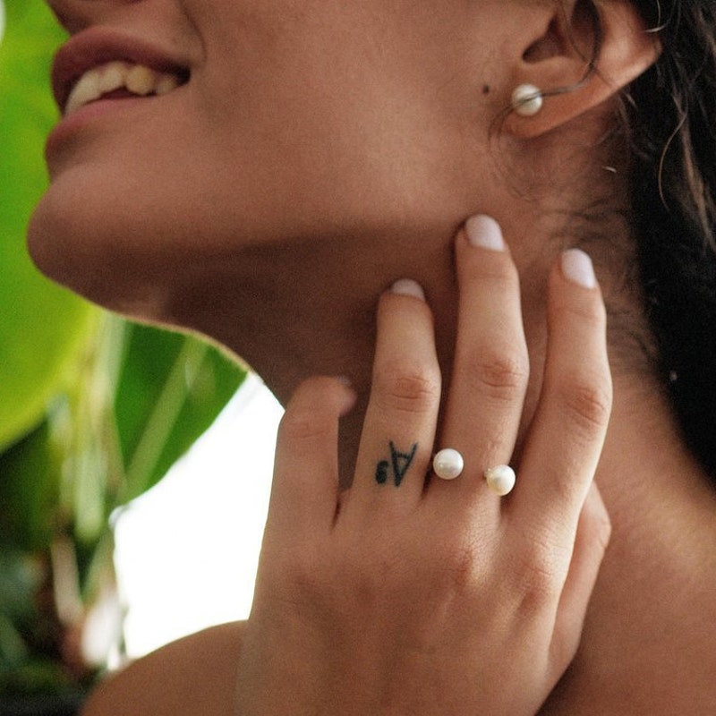 Double Pearl Ring Gold