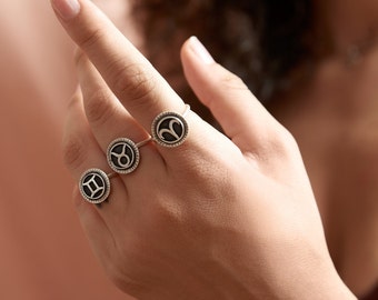 Taurus ring, zodiac astrology sign ring, horoscope ring, sterling silver, April gift