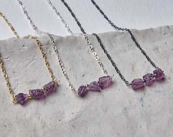 fluorite necklace, purple fluorite, raw stone necklace, crystal choker, EMF protection, witchy mama, silver 925 jewellery for women