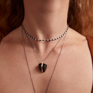 Thin Choker, aesthetic necklace, black choker necklace for women, Sterling Silver Everyday Necklace