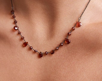 Rote Granat Halskette, Januar Geburtsstein, Fee Halskette
