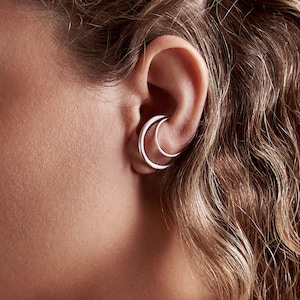 Pendientes de ilusión, pendientes trepadores de plata de ley, pendientes de aro lunares, pendientes trepadores, pendientes de puño, joyería Lenti