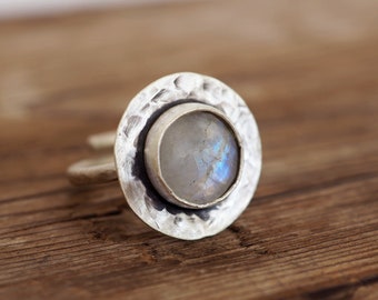 Moonstone Stackable Ring, Bohemian Sterling Silver Ring