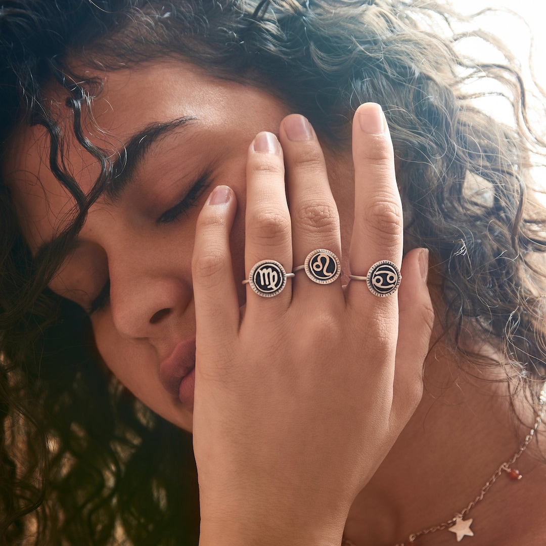 Cancer Ring in Sterling Silver, Horoscope Gift for Her Birthday, Zodiac ...