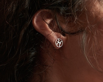 Pisces zodiac stud earrings, sterling silver, personalised, astrology earrings, horoscope earrings