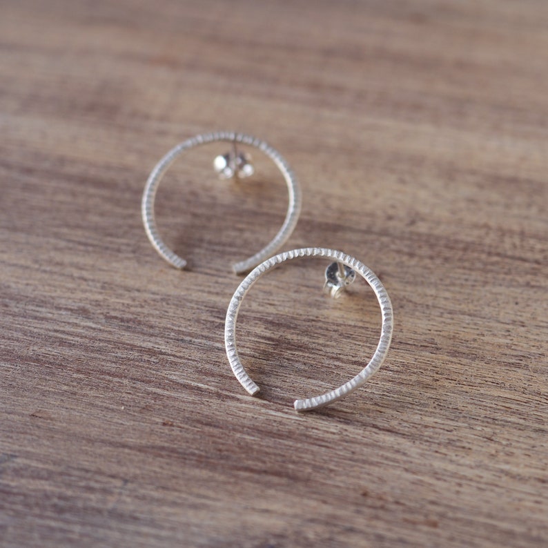 Illusion Hoop Earrings, Sterling Silver Contemporary Jewelry, Huggie Hoops, Lenti Jewelry image 7