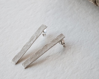 Silver Bar Earrings, Sterling Silver Stud Earrings, Minimalist Earrings, Geometric Earrings