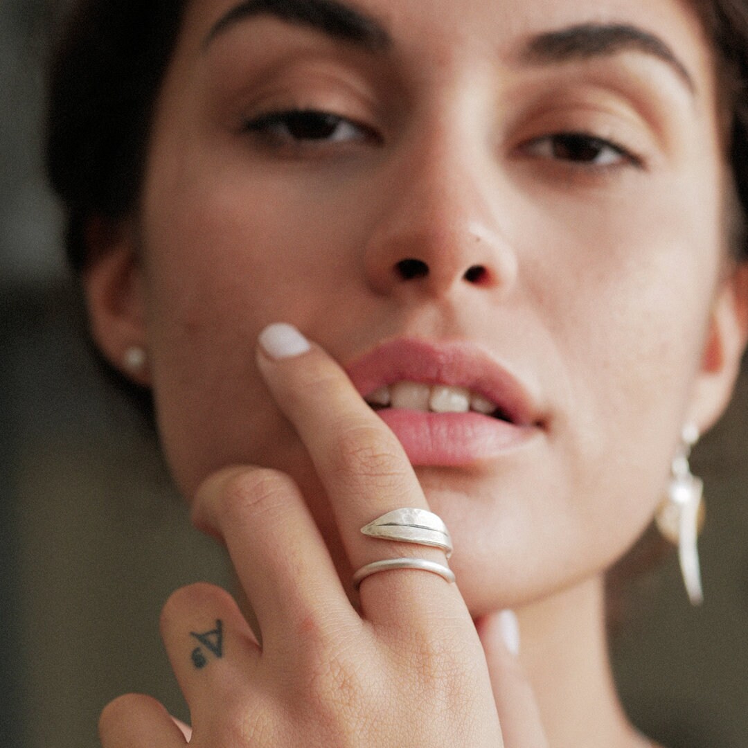 Leaf Ring Sterling Silver 925 Leaf Ring Wrap leaf Ring Etsy