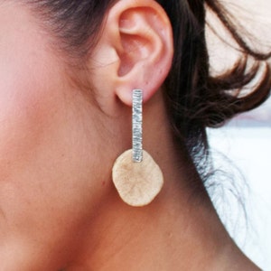 Driftwood Earrings Long Stud earrings, Sterling silver Earring Unique Wooden Jewelry Primitive Earrings image 4