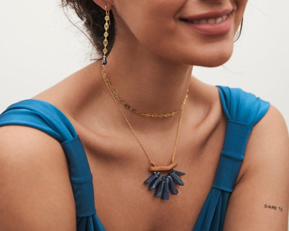 Buy Blue Kyanite Necklace for Women Kyanite Pendant Kyanite Drop Necklace  September Birthstone Necklace Kyanite Crystal Necklace Kyanite Choker  Online in India - Etsy