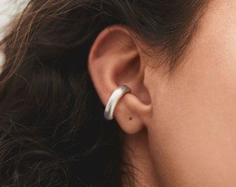 cuff earring, illusion earring, ear cuff no piercing, conch hoop, single earring sterling silver, chunky hoop, choose silver or gold