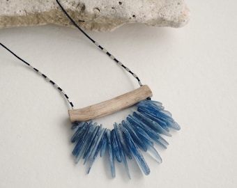 Driftwood Jewelry Blue Kyanite Necklace, Eco Friendly Gift, Natural Kyanite Crystal Sterling Silver 925 Jewelry