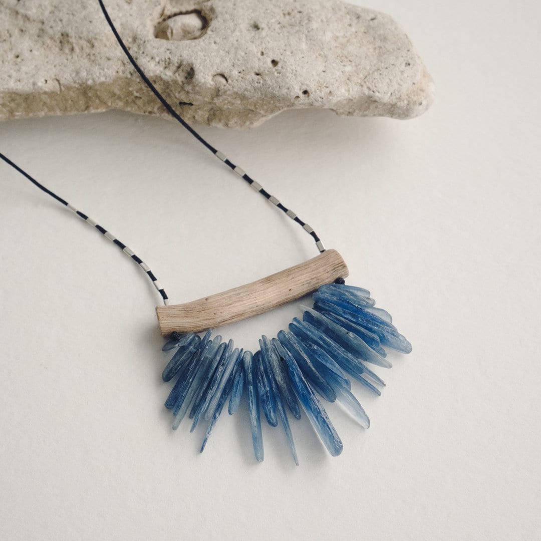 Driftwood Jewelry Blue Kyanite Necklace, Eco Friendly Gift, Natural Kyanite Crystal Sterling Silver 925 Jewelry